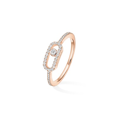 Messika Move Uno ring, pink gold and pave diamonds