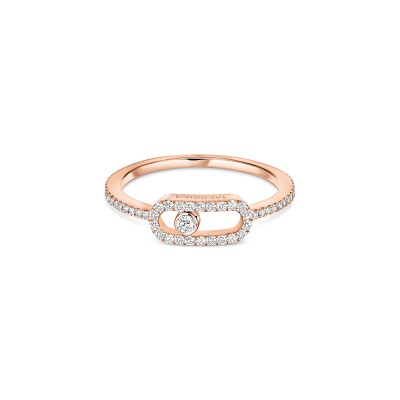 Messika Move Uno ring, pink gold and pave diamonds
