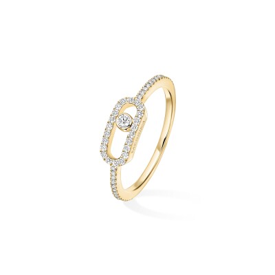 Messika Move Uno ring, yellow gold and pave diamonds