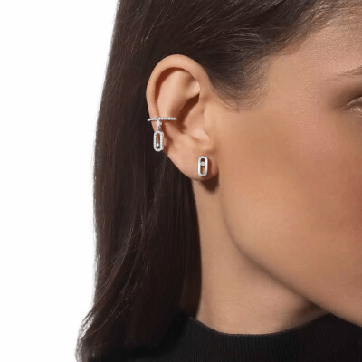 Boucles d'oreilles Messika Mono Clip Move Uno en or blanc et diamants