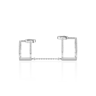 Bague double Messika Move Uno pavée en or blanc et diamants