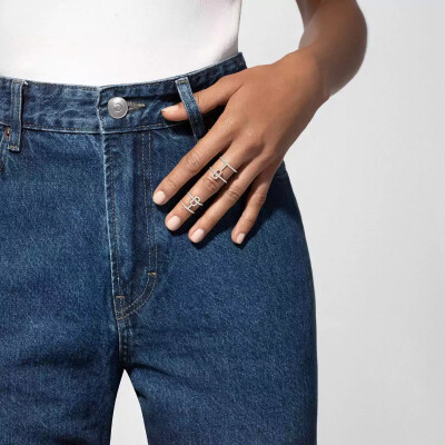 Bague double Messika Move Uno pavée en or blanc et diamants