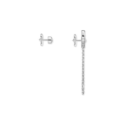 Boucles d'oreilles Messika Move Uno Chaîne et puce en or blanc et diamants