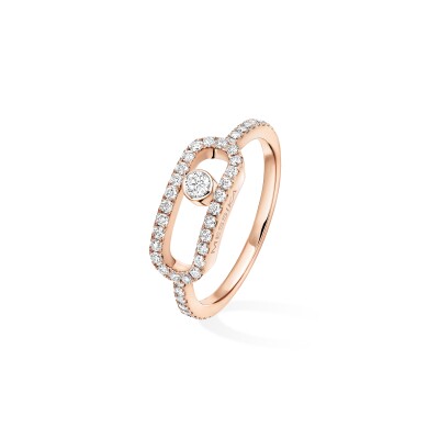 Messika Move Uno ring, pink gold and pave diamonds, large model