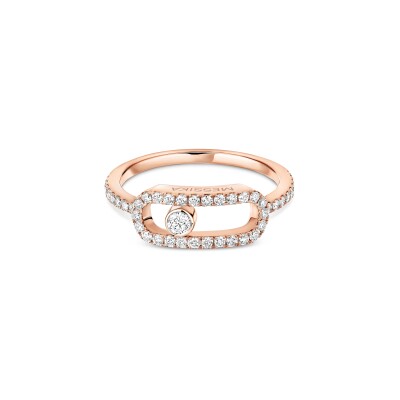 Messika Move Uno ring, pink gold and pave diamonds, large model