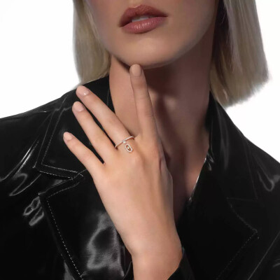 Messika Move Uno Pampille ring, pink gold and pave diamonds