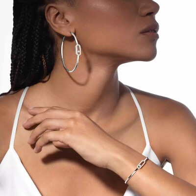 Boucles d'oreilles créoles Messika Move Uno en or blanc et diamants