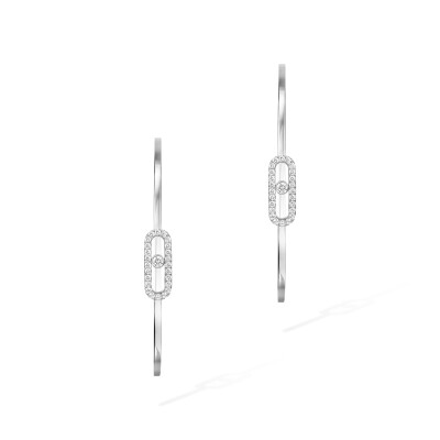 Boucles d'oreilles créoles Messika Move Uno en or blanc et diamants