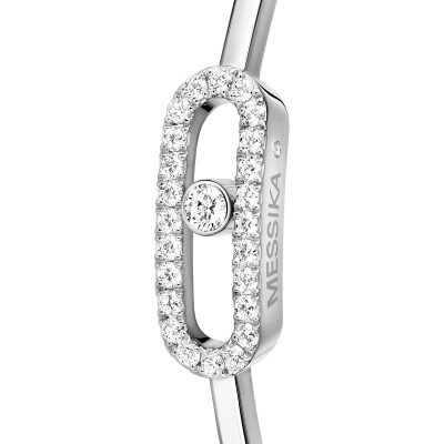 Boucles d'oreilles créoles Messika Move Uno en or blanc et diamants