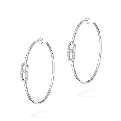 Boucles d'oreilles créoles Messika Move Uno en or blanc et diamants