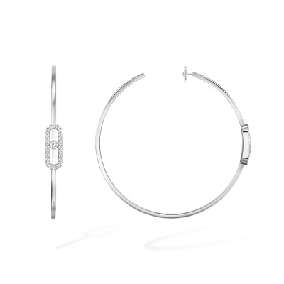 Boucles d'oreilles créoles Messika Move Uno en or blanc et diamants