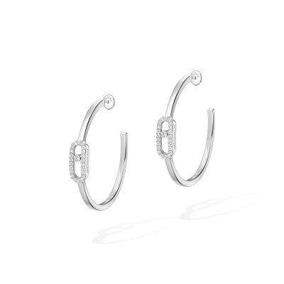 Messika Move Uno hoop earrings, white gold and diamonds, small model