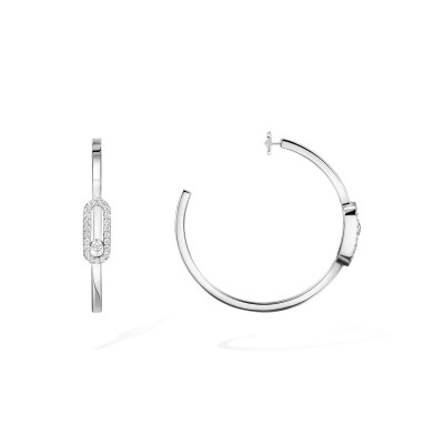 Messika Move Uno hoop earrings, white gold and diamonds, small model