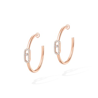 Boucles d'oreilles créoles Messika Move Uno en or rose et diamants