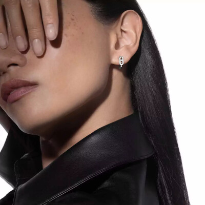 Messika Move Uno mini hoop earrings, white gold and diamonds