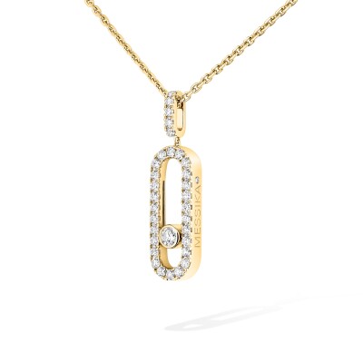 Messika Move Uno necklace, yellow gold and pave diamonds, large medium