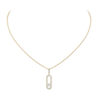 Messika Move Uno necklace, yellow gold and pave diamonds, large medium