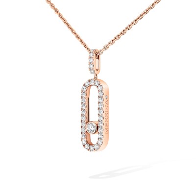 Messika Move Uno necklace, pink gold and pave diamonds, large medium
