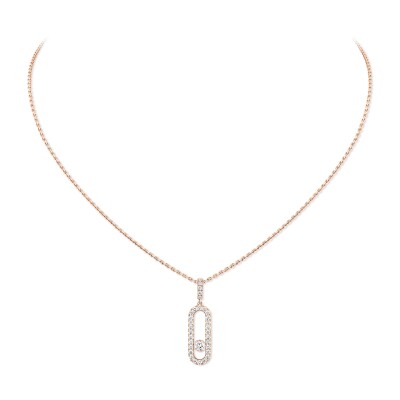 Messika Move Uno necklace, pink gold and pave diamonds, large medium