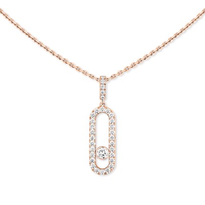 Messika Move Uno necklace, pink gold and pave diamonds, large medium