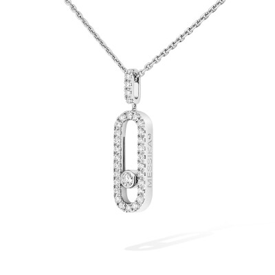 Messika Move Uno necklace, white gold and pave diamonds, large medium