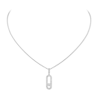 Messika Move Uno necklace, white gold and pave diamonds, large medium