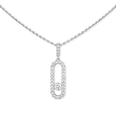 Messika Move Uno necklace, white gold and pave diamonds, large medium