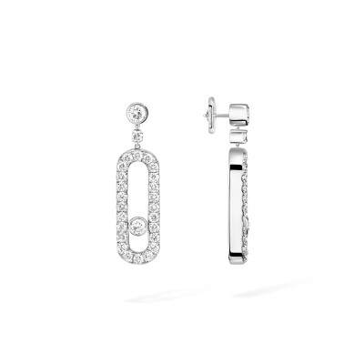 Messika Move Uno sleeper earrings, white gold and diamonds