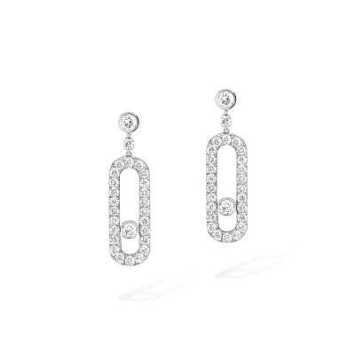 Boucles d'oreilles dormeuses Messika Move Uno en or blanc et diamants