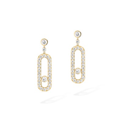 Messika Move Uno sleeper earrings, yellow gold and diamonds