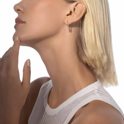 Messika Move Uno sleeper earrings, pink gold and diamonds