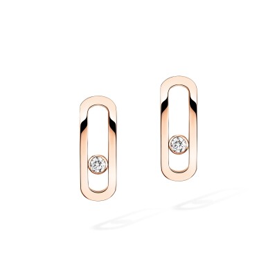 Messika Move Uno earrings, pink gold and diamonds, large model