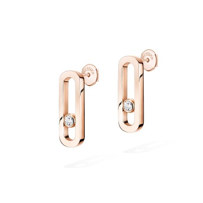 Messika Move Uno earrings, pink gold and diamonds, large model
