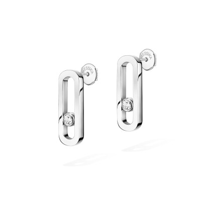 Messika Move Uno earrings, white gold and diamonds, large model