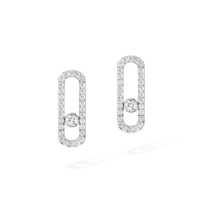 Messika Move Uno earrings, white gold and pave diamonds, large model