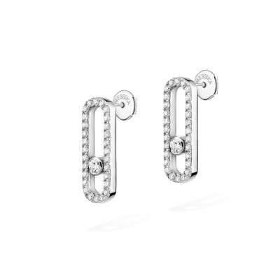 Messika Move Uno earrings, white gold and pave diamonds, large model