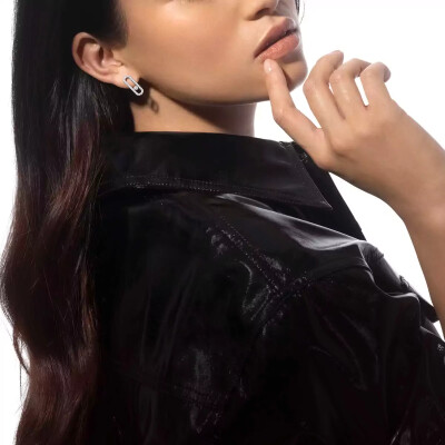 Messika Move Uno earrings, white gold and pave diamonds, large model