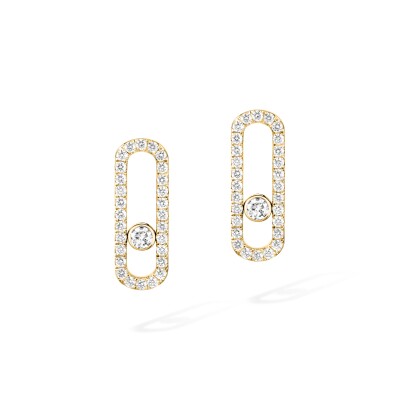 Messika Move Uno earrings, yellow gold and pave diamonds, large model