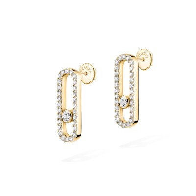 Messika Move Uno earrings, yellow gold and pave diamonds, large model