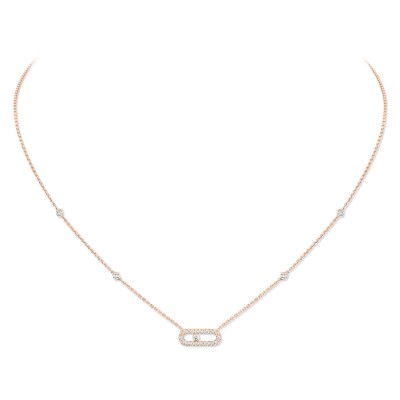 Messika Move Uno necklace, pink gold and pave diamonds