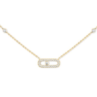 Messika Move Uno necklace, yellow gold and pave diamonds