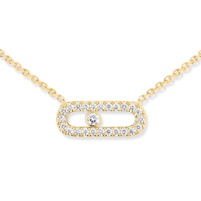 Messika Move Uno necklace, yellow gold and pave diamonds