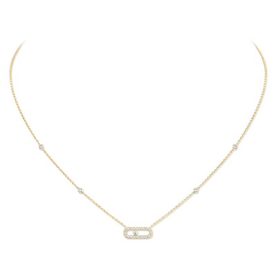 Messika Move Uno necklace, yellow gold and pave diamonds