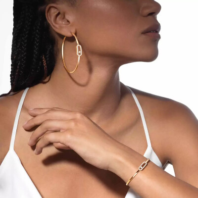 Messika Move Uno bracelet, yellow gold and pave diamonds, medium model