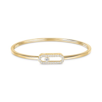 Messika Move Uno bracelet, yellow gold and pave diamonds, medium model