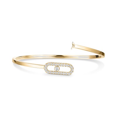 Messika Move Uno bracelet, yellow gold and pave diamonds, medium model