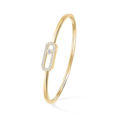 Messika Move Uno bracelet, yellow gold and pave diamonds, medium model