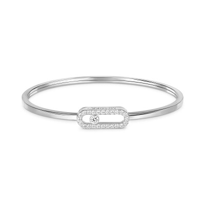 Messika Move Uno bracelet, white gold and pave diamonds, medium model