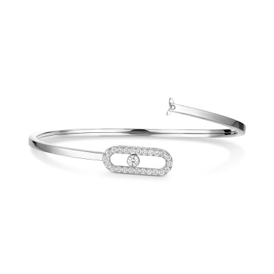 Messika Move Uno bracelet, white gold and pave diamonds, medium model