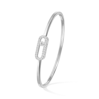 Messika Move Uno bracelet, white gold and pave diamonds, medium model